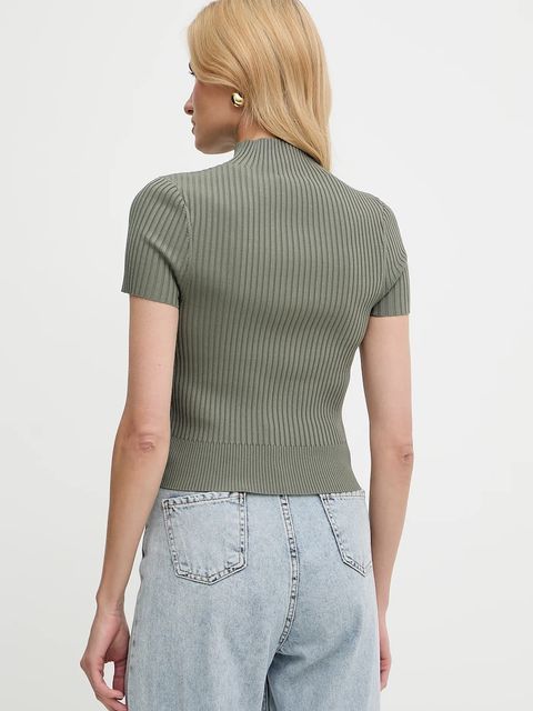 Guess sweter JAYLA damski kolor zielony z półgolfem W5YR04 Z0040