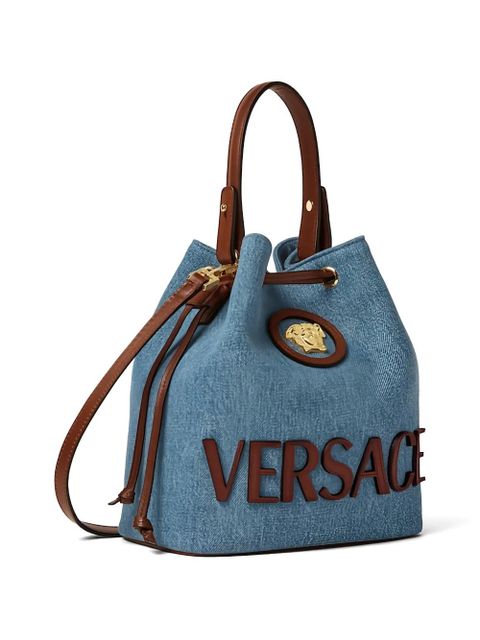 Versace La Medusa logo-plaque drawstring-fasteningtote bag - Blue