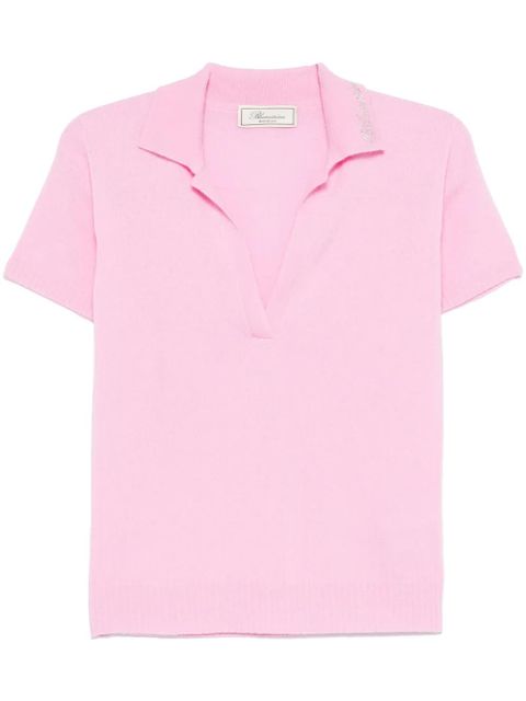 Blumarine logo-appliqué polo top - Pink - zdjęcie produktu nr 1