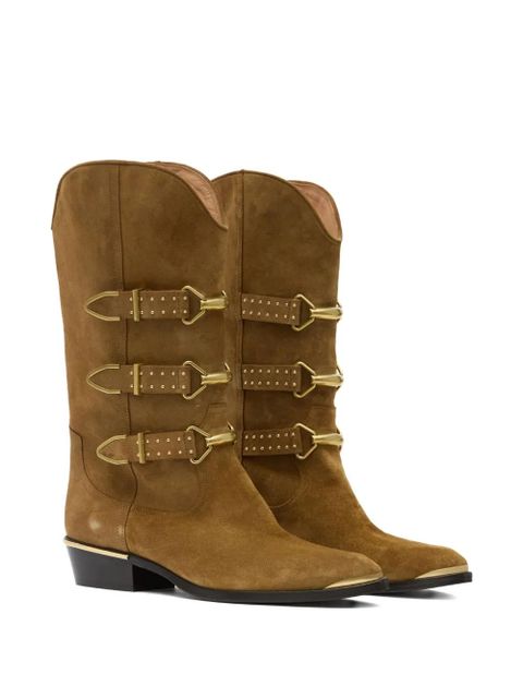 ISABEL MARANT Mexia buckle studded boots - Brown - zdjęcie produktu nr 2