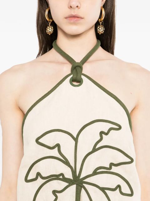 FARM Rio tree-embroidered mini dress - Neutrals