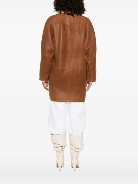 ISABEL MARANT shearling-trim coat - Brown