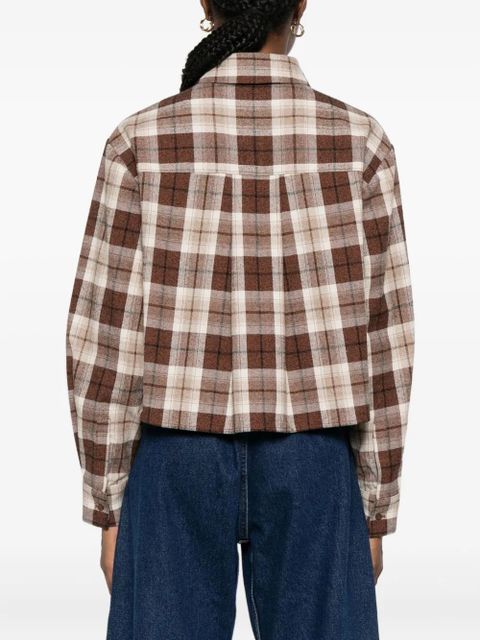 Maje embellished check-pattern shirt - Brown