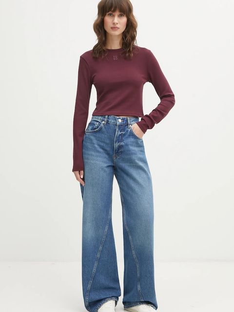 HUGO longsleeve Dafilomena_3 damski kolor fioletowy 50518378 - zdjęcie produktu nr 2