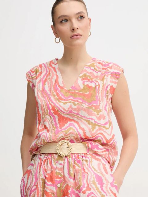 La Petite Française bluzka bawełniana BERTHE damska kolor różowy wzorzysta BERTHE