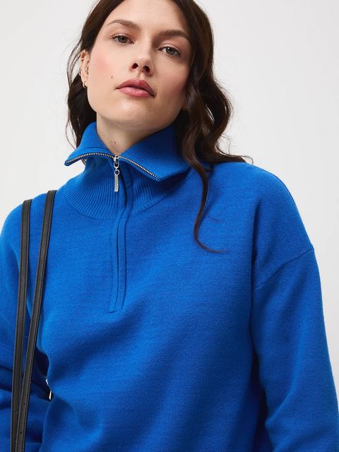 Medicine sweter damski kolor niebieski z półgolfem