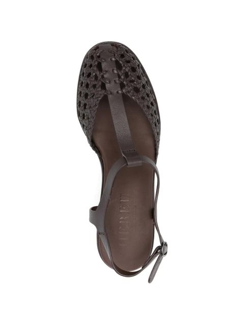 Hereu T-strap woven heeled pumps - Brown