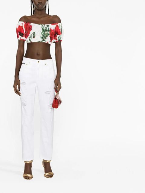 Dolce & Gabbana distressed boyfriend jeans - White