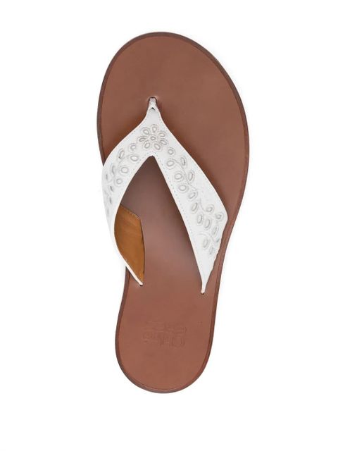 Chloé floral-embroidery flat flip flops - White