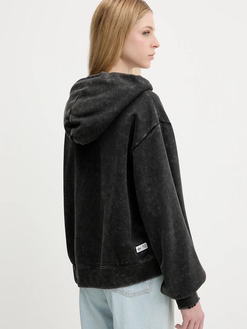 adidas Originals bluza bawełniana Buffy Hoodie damska kolor czarny z kapturem z nadrukiem JW0155 - zdjęcie produktu nr 2