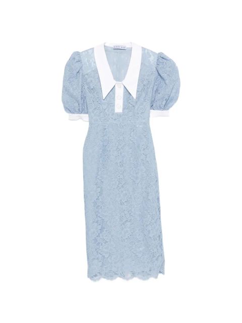 Rowen Rose puffy-sleeves lace midi dress - Blue - zdjęcie produktu nr 1