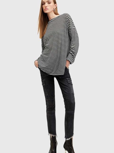 AllSaints bluzka RITA STRIPE TEE damska kolor biały wzorzysta W003JY