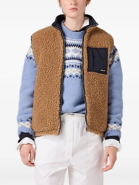 Miu Miu teddy down vest with technical pongé - Brown - zdjęcie produktu nr 1
