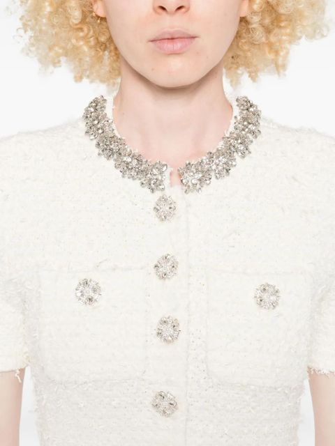 Self-Portrait embellished button-detailed mini dress - Neutrals