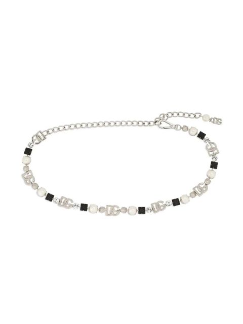 Dolce & Gabbana DG-logo rhinestone-embellished belt - Silver