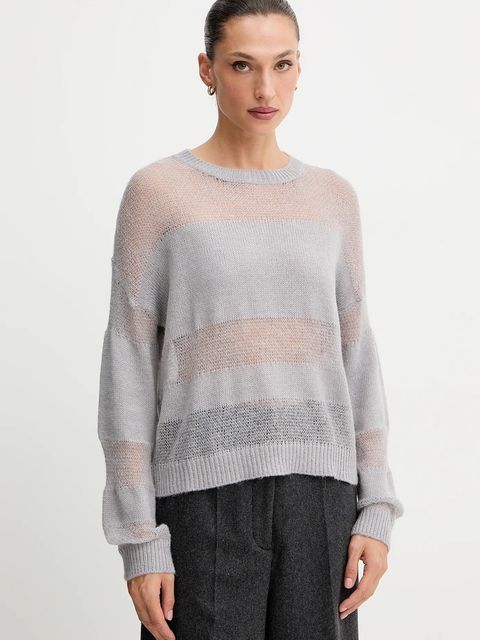 Patrizia Pepe sweter z dodatkiem wełny damski kolor szary lekki 2K0335 K296 - zdjęcie produktu nr 1