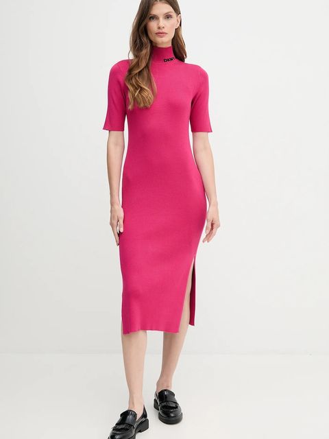 Dkny sukienka kolor różowy midi dopasowana DJ5R0751 - zdjęcie produktu nr 1