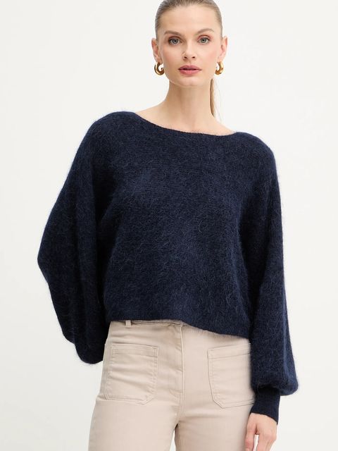Marella sweter z dodatkiem wełny damski kolor granatowy 2523366384200 - zdjęcie produktu nr 1