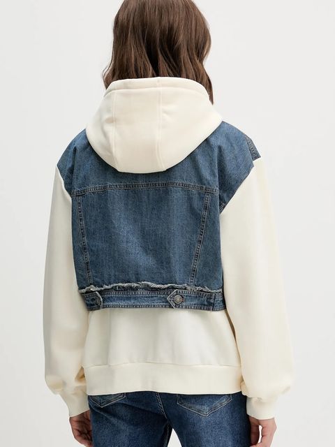 Desigual bluza TRUCKER damska kolor beżowy z kapturem gładka 25WWSK06