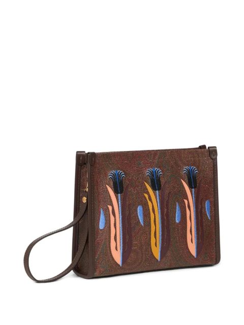 ETRO x Agostino Iacurci embroidered clutch bag - Brown