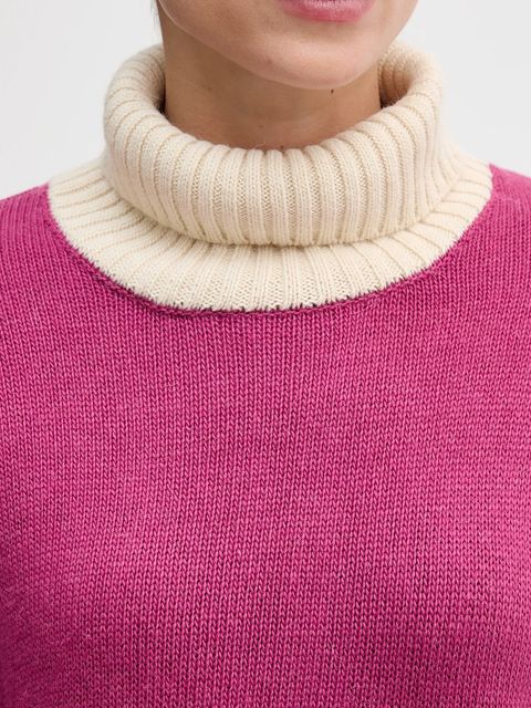 United Colors of Benetton sweter z dodatkiem wełny damski kolor różowy z golfem 16YCE204I