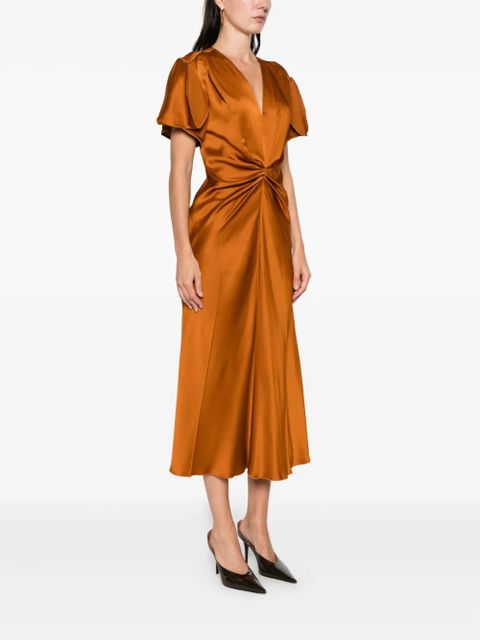 Victoria Beckham gathered satin dress - Brown - zdjęcie produktu nr 2