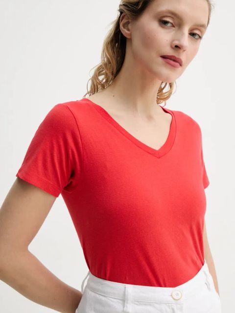 American Vintage t-shirt bawełniany damski kolor czerwony GAMI02DE25