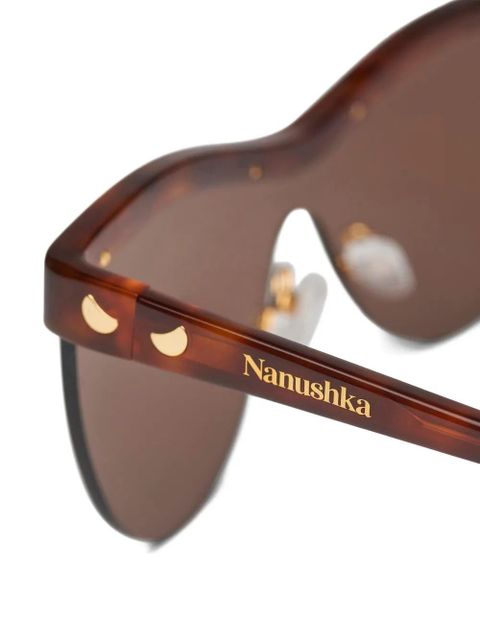 Nanushka tortoiseshell shield-frame sunglasses - Brown