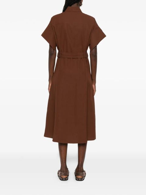 PINKO belted buttoned midi shirt dress - Brown