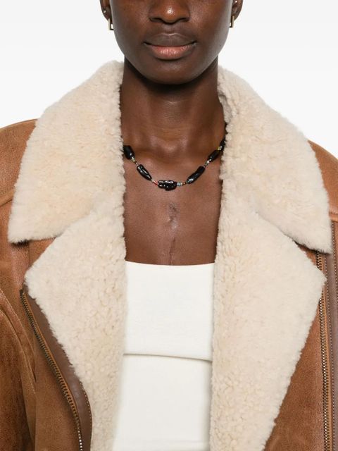 ISABEL MARANT shearling zip-fastening jacket - Brown
