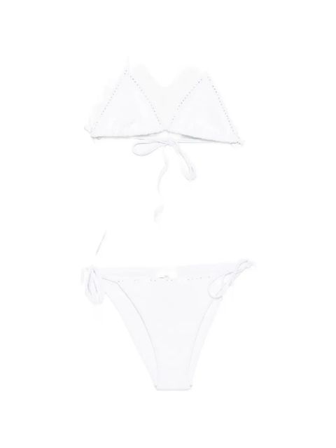 Hunza G crystal-embellished crinkle-effect bikini - White - zdjęcie produktu nr 1