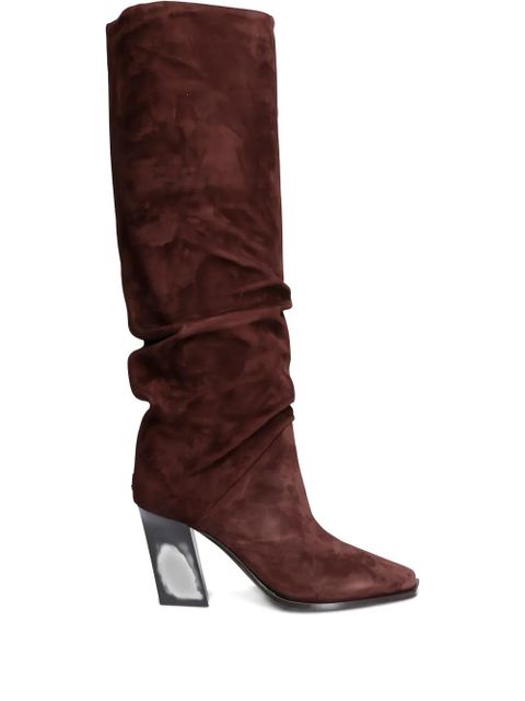 Jimmy Choo 85mm square-toe suede knee-high boots - Brown - zdjęcie produktu nr 1