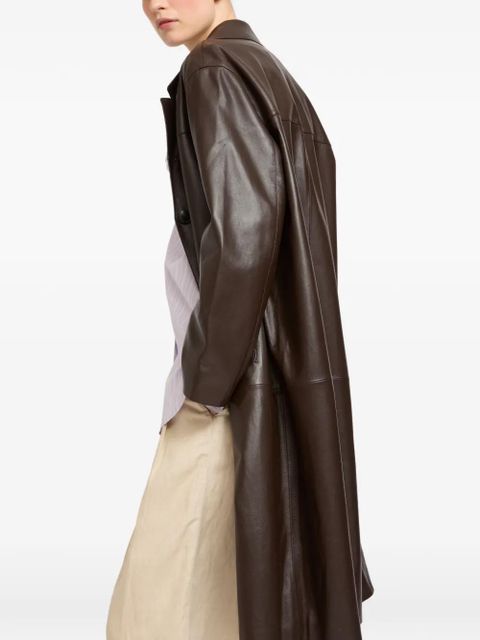 Yves Salomon straight leather coat - Brown