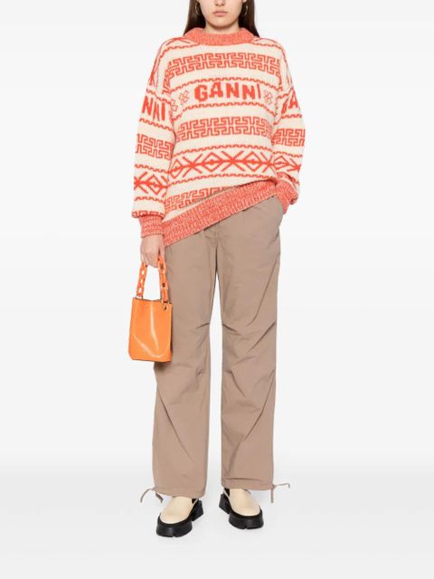 GANNI washed corduroy straight-leg trousers - Brown