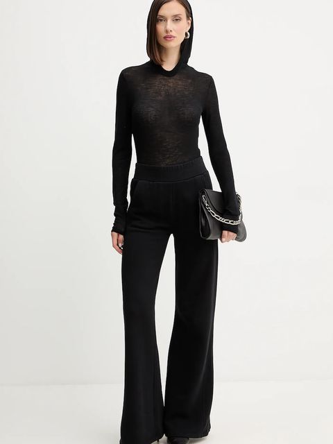 Patrizia Pepe spodnie dresowe bawełniane damskie kolor czarny gładkie 2P1718 J079