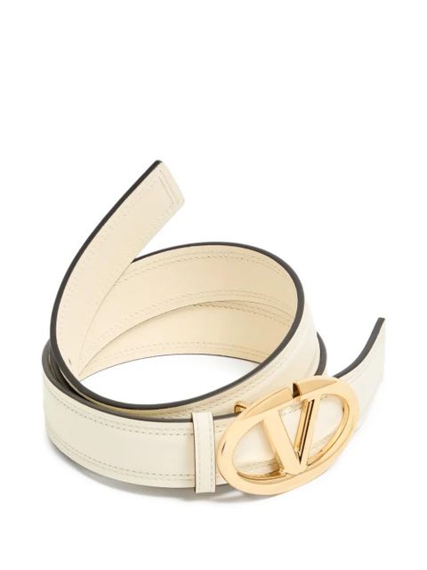 Valentino Garavani VLogo The Bold Edition belt in shiny calfskin 30mm - White - zdjęcie produktu nr 2