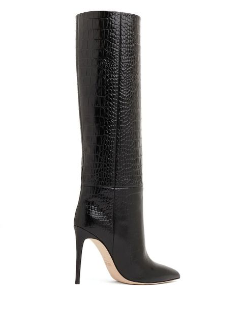 Paris Texas crocodile-effect 105mm knee-length boots - Black