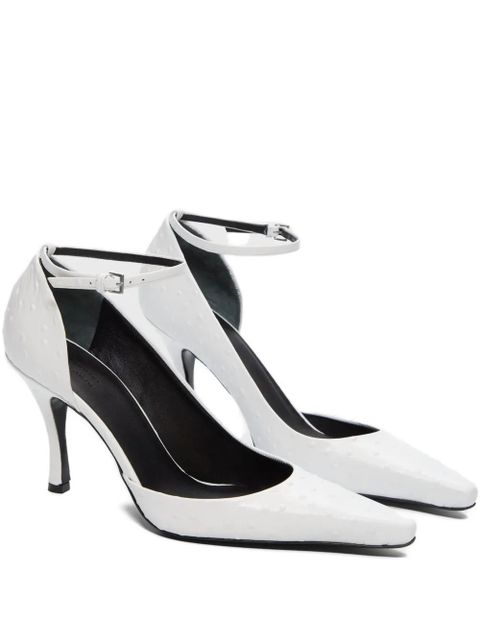 LouLou de Saison Scala ostrich-effect pumps - White - zdjęcie produktu nr 1