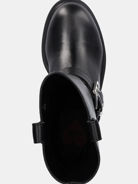 Love Moschino botki skórzane damskie kolor czarny na płaskim obcasie JA24064G1NIA000A