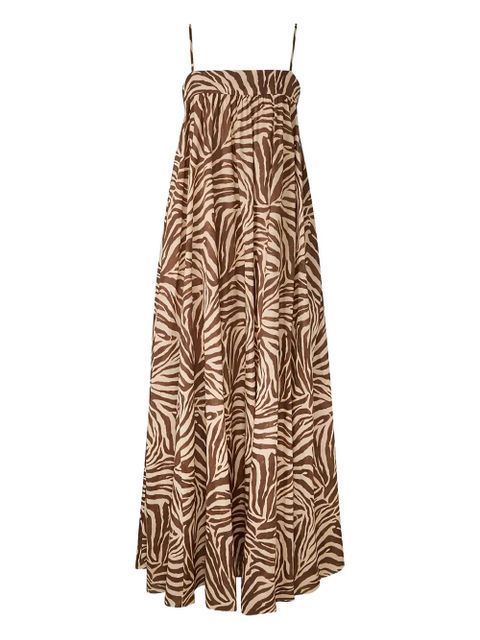 ZIMMERMANN Wanderlust zebra-print midi dress - Brown - zdjęcie produktu nr 1