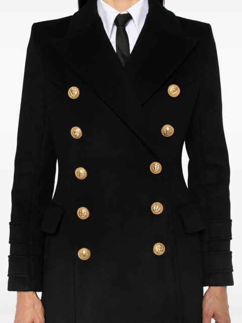 Balmain double-breasted wool coat - Black