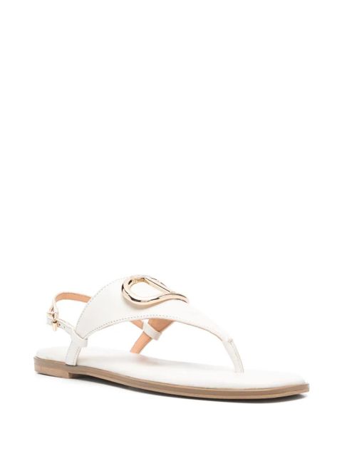 TWINSET logo-plaque thong-strap leather sandals - White - zdjęcie produktu nr 2