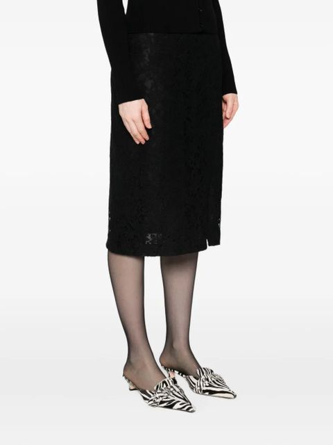 Blumarine lace-floral midi skirt - Black