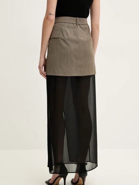 Pinko spódnica wełniana kolor brązowy maxi prosta 104911 A2HC