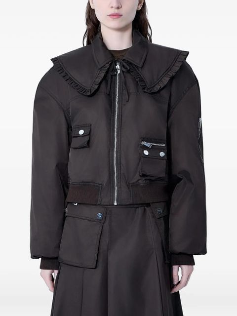 GANNI ruffled multiple pockets jacket - Brown - zdjęcie produktu nr 1