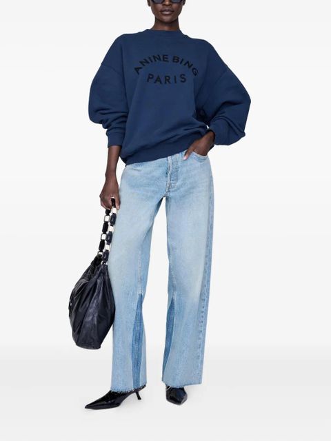 ANINE BING Jaci Paris-logo sweatshirt - Blue