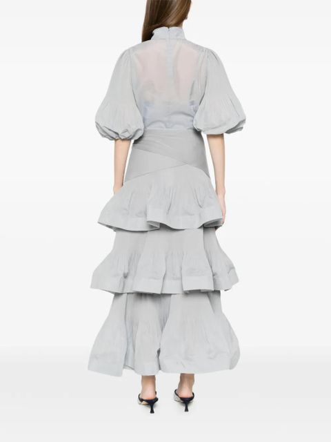 ZIMMERMANN pleated tired midi skirt - Blue