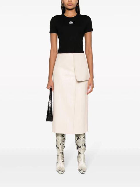 FENDI logo-embroidered cropped cotton-blend T-shirt - Black - zdjęcie produktu nr 2