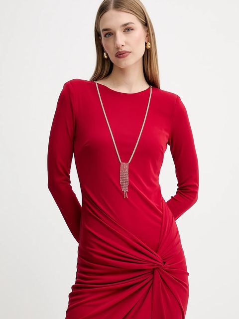 Fracomina sukienka kolor czerwony maxi dopasowana FQ25WD3006W62601