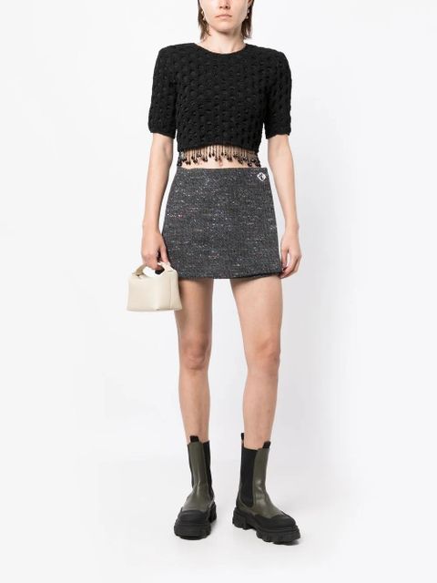 GANNI tweed wrap mini skirt - Grey - zdjęcie produktu nr 2